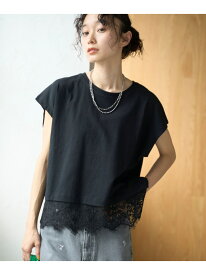 裾レースドッキング フレンチスリーブアソートカットソー coen コーエン トップス カットソー・Tシャツ ホワイト ブラック[Rakuten Fashion]