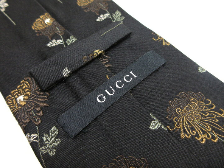 楽天市場】美品 【グッチ GUCCI】 菊 フラワー刺繍柄 シルクネクタイ 