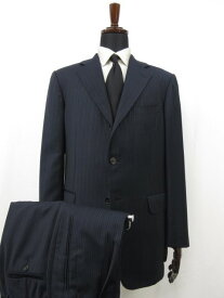 【エルメネジルドゼニア Ermenegildo Zegna】 TROFEO 3ボタン 濃紺 スーツ (メンズ) 50C-7DROP ネイビー ストライプ ■27RMS7968【中古】