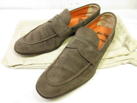 美品 【サントーニ Santoni】スエードレザー スリッポン コインローファー 紳士靴 (メンズ) size6 ブラウングレー系 ■30MZA5058■【中古】