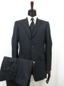 美品 【ポールスミスロンドン Paul Smith LONDON】 3B段返り スーツ (メンズ) sizeM ネイビー系 濃紺 ストライプ MK.47309 ■27RMS8463【中古】