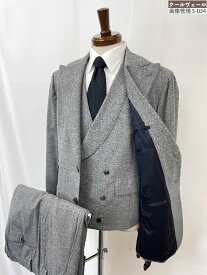 超美品【Gabriele Pasini ガブリエレバジーニ】EG70468 3ボタン段返り 伸縮性 3ピーススーツ (メンズ) size50 グレー系 織柄 ◇35RMS2639◇【中古】