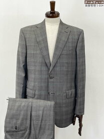 未使用【ブリオーニ Brioni】Brnico ウール100％ 裏地シルク 2B 最高級オーダースーツ(メンズ)50相当 グレー系 チェック柄 伊製★35HRB0032【中古】