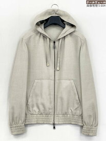 未使用品【ブリオーニ Brioni】最高級ウール使用 リバーシブル ジップアップブルゾン フーディー (メンズ) S グレージュ 伊製★32HRB0036★【中古】