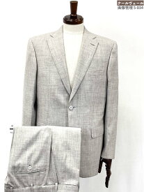 未使用【ブリオーニ Brioni】Brnico ウール×シルク×リネン素材 2B最高級オーダースーツ(メンズ)50相当 ライトベージュ系 織柄★35HRB0035【中古】