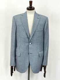 最高級 未使用【ブリオーニ Brioni】RAVELLO ウール×シルク生地 2ボタン ジャケット (メンズ) 48～50相当 グレー系×ブルー系 ★32HRB0029　【中古】