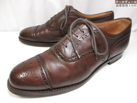 【チャーチ Church’s】4都市 ディプロマット セミブローグ 内羽根 レザーシューズ (メンズ) size7 ダークブラウン ★37MZB0468★【中古】