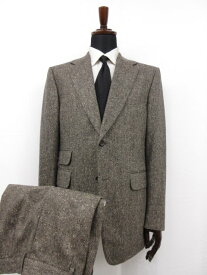 極美品【ダンヒル dunhill】 BELGRAVIA 裏地シルク混 2ボタン スーツ (メンズ) size8-52S ブラウン系 織柄 イタリア製 ●27HR3143　【中古】