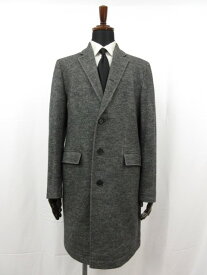 美品【JOSEPH HOMME ジョセフオム】ヘリンボーン柄 ウールチェスターコート (メンズ) size50 グレー系×ブラック ■17MW2974■　【中古】