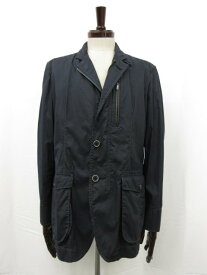 【JOSEPH ABBOUD ジョセフアブード】CJK JL IS 0002 フェイクレザーパイピング コットンブルゾン (メンズ) sizeL ネイビー系●17MB3199●【中古】