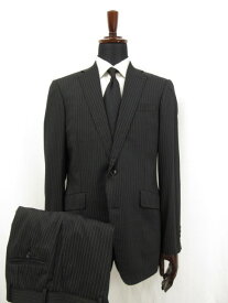 【スーツセレクト SUIT SELECT】 シングル2ボタン スーツ (メンズ) sizeA6 ブラック ストライプ BLY9001 ●27RMS6577　【中古】
