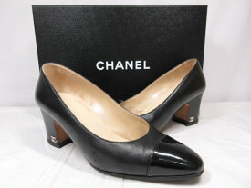 【CHANEL シャネル】 ココマーク装飾 17C G31749 レザーパンプス (レディース) size34.5C ブラック ●15LZ4185●　【中古】