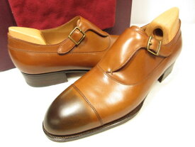 未使用【ジョンロブ JOHN LOBB】 パリロゴ ビスポーク キャップトゥ サイドストラップ シューズ 靴 (メンズ) 24～24.5相当 茶 ●18HT2199●　【中古】