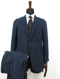 超美品 【キートン キトン Kiton】 最高級 カシミヤ100％ 3ボタン段返り スーツ (メンズ) 42-R8 ネイビー ストライプ 伊製 ●27AAA189【中古】