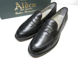 超美品 【ALDEN オールデン】9695F レザー コインローファー カーフ スリッポン 紳士靴 (メンズ) size7.5E ブラック ■30MZA4794■　【中古】