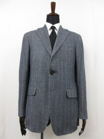 超美品 【ボリオリ BOGLIOLI】 3ボタン段返り ジャケット (メンズ) size48 ネイビー×ホワイト ヘリンボーン 伊製 117-02-1211■28MJ8895■【中古】