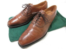 【クロケット&ジョーンズ CROCKETT&JONES】 EDGWARE エッジウェア レザー ドレスシューズ 紳士靴 (メンズ) 7E ブラウン系 ■30MZA4960■【中古】