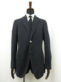 超美品 【ボリオリ BOGLIOLI】 GOAT シングル3ボタン段返り コットンジャケット (メンズ) size48 ネイビー系 織柄 伊製 R33028■28MJ8932【中古】