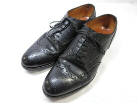 【ヤンコ YANKO】 レザー フルブローグ ドレスシューズ 紳士靴 (メンズ) size7 ブラック ■30MZA4888■【中古】