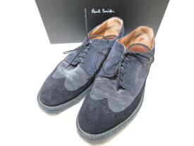 美品 【ポールスミス Paul Smith】 スエードレザー フルブローグ ドレスシューズ (メンズ) size7/41 ネイビー系 ■15MZA5253■　【中古】