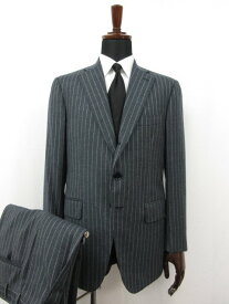 極美品 【イザイア ISAIA】 GREGORY 3ボタン段返り フランネル調 スーツ (メンズ) size50-8C ネイビー系 ストライプ イタリア製 ■27HR3625　【中古】