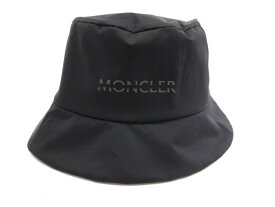 未使用 【モンクレール MONCLER】 I20913B00004 539HW ロゴ入り バケットハット 帽子 (メンズ) sizeM ブラック 伊製 ■10ME6809■　【中古】