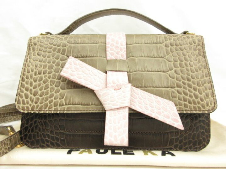 楽天市場】超美品【ポールカ PAULE KA】 クロコ型押しレザー リボン 