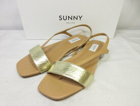 極美品 【ペリーコサニー PELLICO SUNNY】 レザー サンダル フラット 婦人靴 (レディース) size34 ゴールド×ライトブラウン ■30LZ4538■　【中古】