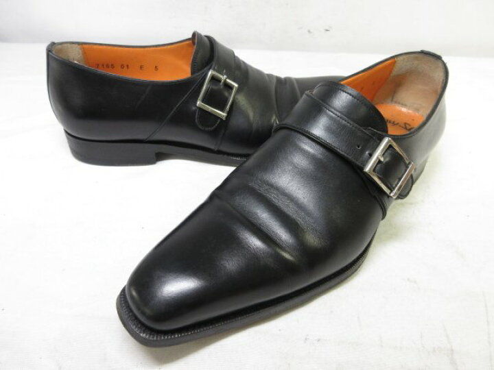 楽天市場】美品 【サントーニ Santoni】 レザー プレーントゥ モンク 
