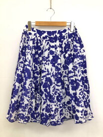 超美品【ハロッズ Harrods】14110361 シルク6％混 素敵なプリント柄 フレアスカート (レディース)size2 紫がかったネイビー系 ◯17LF3881◯【中古】