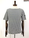 【SAINT JAMES セントジェームス】 コットン100％ ボートネック 半袖Tシャツ (メンズ) size40 グレー系×ホワイト ボーダー柄 ◇33MT6131◇　【中古】