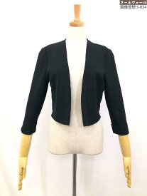 極美品【Harrods ハロッズ】16121241 シンプルなデザイン ハイゲージ ニットボレロ カーディガン (レディース) ブラック ◇35LN5816◇　【中古】