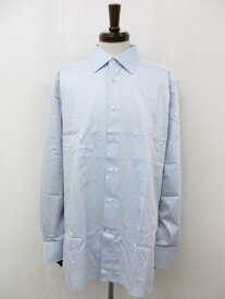 未使用【Ermenegildo Zegna エルメネジルドゼニア】100fili コットン100％ ワイドカラー 長袖シャツ (メンズ) size44 水色系 ◇35MK5537◇　【中古】