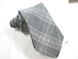 未使用 【タイユアタイ TIE YOUR TIE】 チェック柄デザイン♪ セッテピエゲ ウール ネクタイ (メンズ) ライトグレー系 伊製 ◇10MM8443◇　【中古】