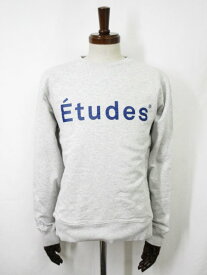 超美品【Etudes エチュード】コットン100％ クルーネック ロゴプリント 長袖トレーナー (メンズ) sizeS ライトグレー系 ◇35MT6317◇　【中古】