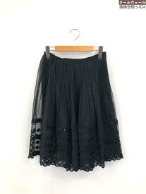 未使用【ハロッズ Harrods】13510241 刺繍×スパンコール レース生地 フレアスカート (レディース) size2 ブラック ◇35LF4028◇　【中古】
