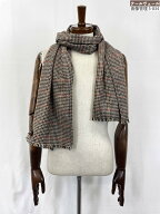 超美品【ジョンストンズ Johnstons】UNITED ARROWS カシミヤ100％ 千鳥柄 フリンジマフラー ストール (メ…