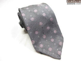 超美品【タイユアタイ TIE YOUR TIE】 花柄刺繍×ドット柄♪セッテピエゲ シルク ネクタイ (メンズ) ライトグレー系 伊製 ◇39MM8947◇　【中古】