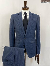 超美品【スーツセレクト SUIT SELECT】BLD1493 シングル2ボタン 2パンツスーツ (メンズ) sizeY4 ネイビー系 ストライプ柄 ◇35RMS2957◇　【中古】