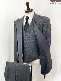 超美品【ラルフローレンパープルレーベル】MNPLSUTM6S00018 custom fit 2ボタン 織柄 3ピーススーツ (メンズ) 38S グレー系 ◇35RMS3013◇　【中古】