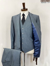 美品【ドルチェ＆ガッバーナ】G1XLMT MARTINI シルク混 2B 織柄 3ピーススーツ (メンズ) 44/7R ネイビーグレー系 イタリア製 ◇35RMS3006◇　【中古】