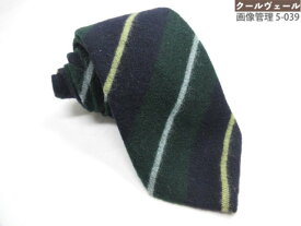 超美品【レコパン Les Copains】カシミア×シルク 起毛生地 レジメン柄 ネクタイ (メンズ) グリーン×ネイビー系 イタリア製◇17MM9027◇【中古】