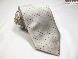 極美品【マリネッラ E.MARINELLA】お洒落なドット柄 シルクネクタイ (メンズ) 微光沢のあるベージュがかったシルバー系 伊製 ◇39MM8951◇【中古】