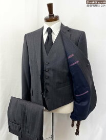 超美品【ポールスミスロンドン Paul Smith LONDON】MK.243005 MD.155 ゼニア生地 2B 3ピーススーツ(メンズ)M 灰系 ストライプ◇35RMS3088◇　【中古】