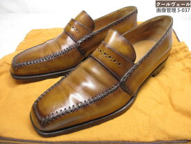 超美品 【Berluti ベルルッティ】 ダンディ ソバージュ オルガ期 パティーヌ ローファー 靴 (メンズ) size6.5 ライトブラウン ◇37MZA8625　【中古】