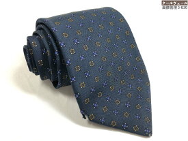 【マリネッラ E.MARINELLA】 お洒落なプリント柄 シルクネクタイ (メンズ) ネイビー系 イタリア製 ◇39MM9145◇　【中古】