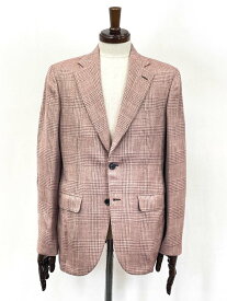 最高級 未使用【ブリオーニ Brioni】RG9U0Q PAA0Q 0000 ウール×シルク×リネン生地 2ボタン ジャケット (メンズ) 48C ピンク系★32HRB0023　【中古】