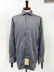 未使用【ブリオーニ Brioni】VENTIQUATTRO コットン100％ ワイドカラーシャツ (メンズ)39/15 ブラック 織柄 RCL00L P2E32 1100★33MKB0107　【中古】