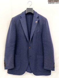 【ラルディーニ LARDINI】JD319AQ-80 シングル3ボタン 織柄 ウールジャケット (メンズ) size48 ネイビー イタリア製★40MJB0444★　【中古】