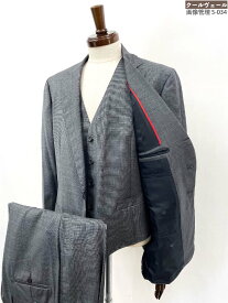 極美品【イザイア ISAIA】GREGORY シングル3ボタン段返り 織柄 3ピーススーツ (メンズ) 54/8DROP ミディアムグレー イタリア製◎40MSB0959　【中古】